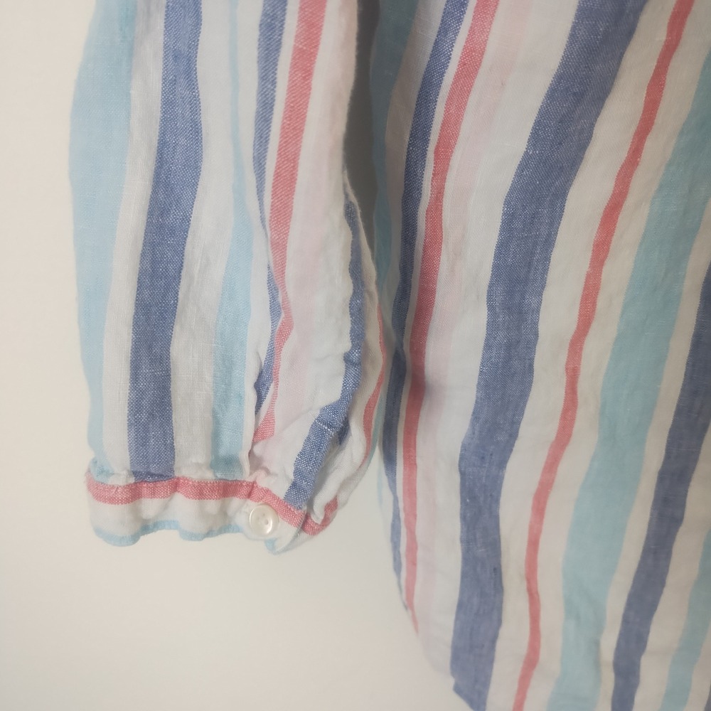 LL Bean Linen Tunic Top Women's L Striped Coastal Beachy Nautical - Picture 3 of 9